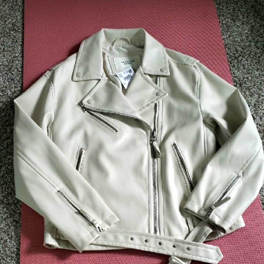 American Eagle Vegan Moto Jacket cream
